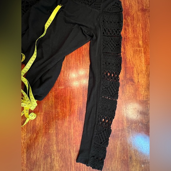 XCVI Womens Black Crochet Sleeve Cotton Blend Top Size S Boho Whimsigoth - Picture 5 of 7